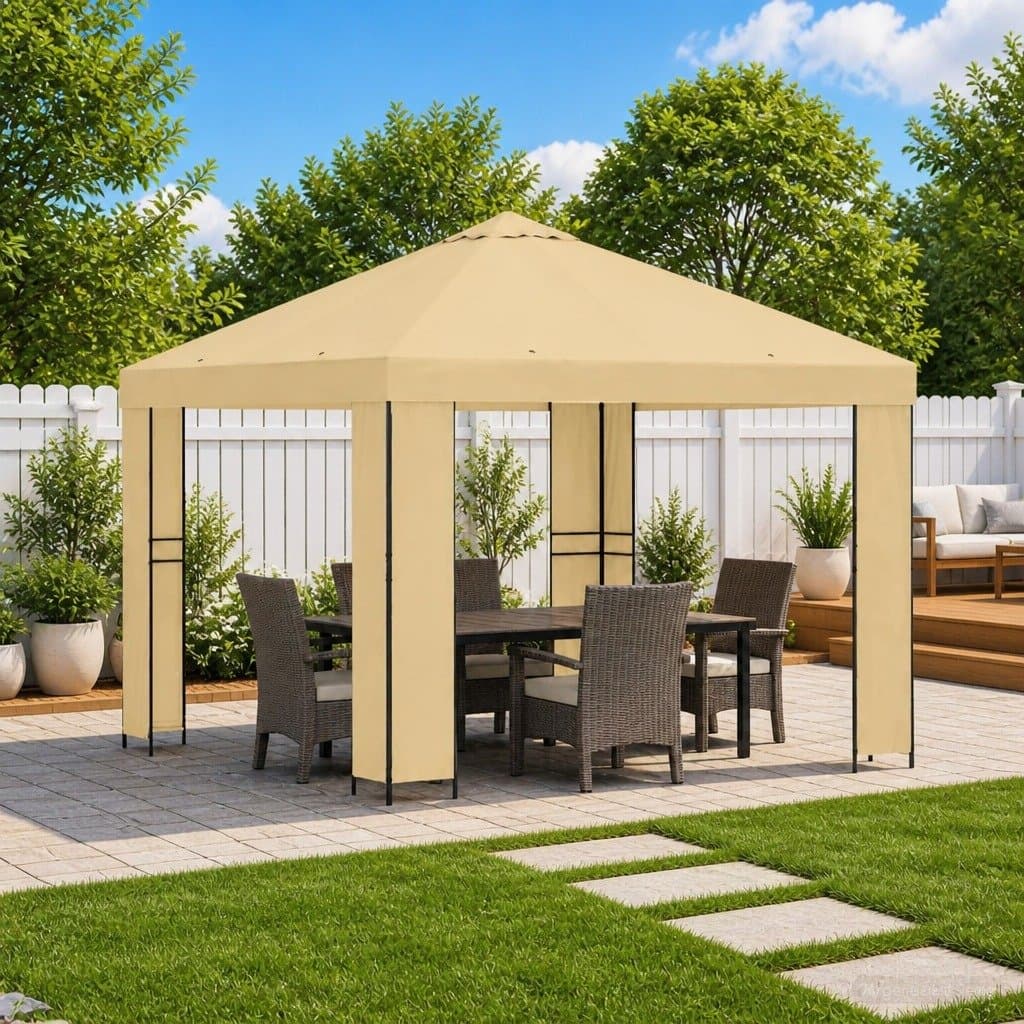 3 x 3 m Outdoor Gazebo with Cream Canopy