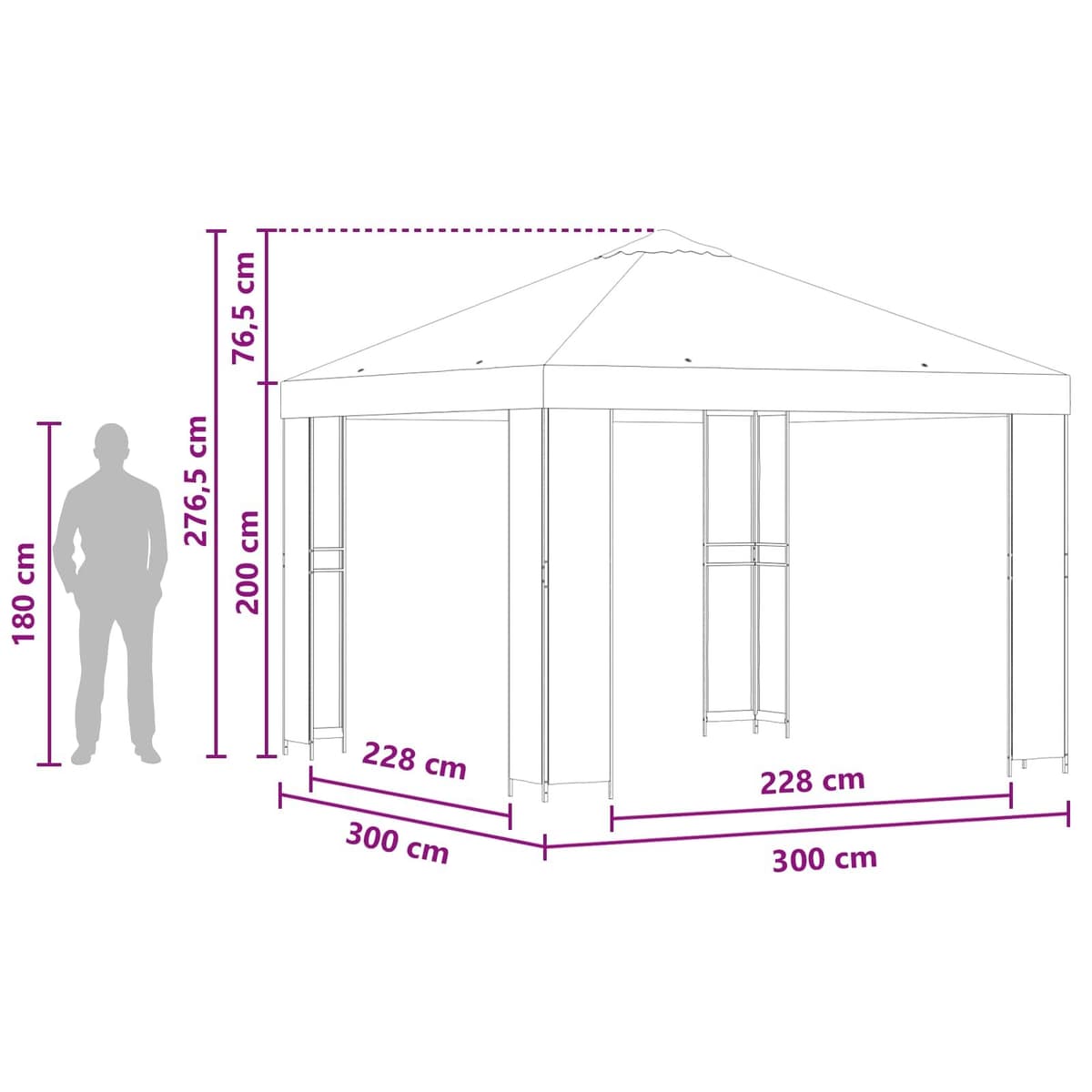 3 x 3 m Outdoor Gazebo with Cream Canopy