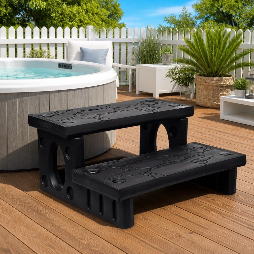 Non-Skid Spa Steps with Reversible Treads