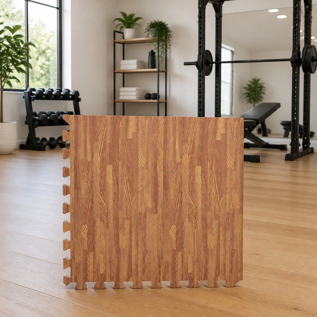 Wood Grain EVA Foam Exercise Mats, 24 pcs, 8.64 m²