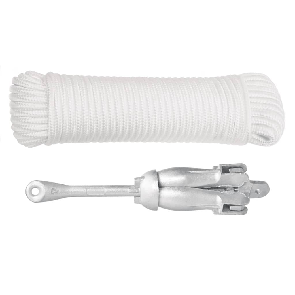 Folding Anchor 4-Claw Grapnel Boat Docking Watercraft Silver Portable Compact