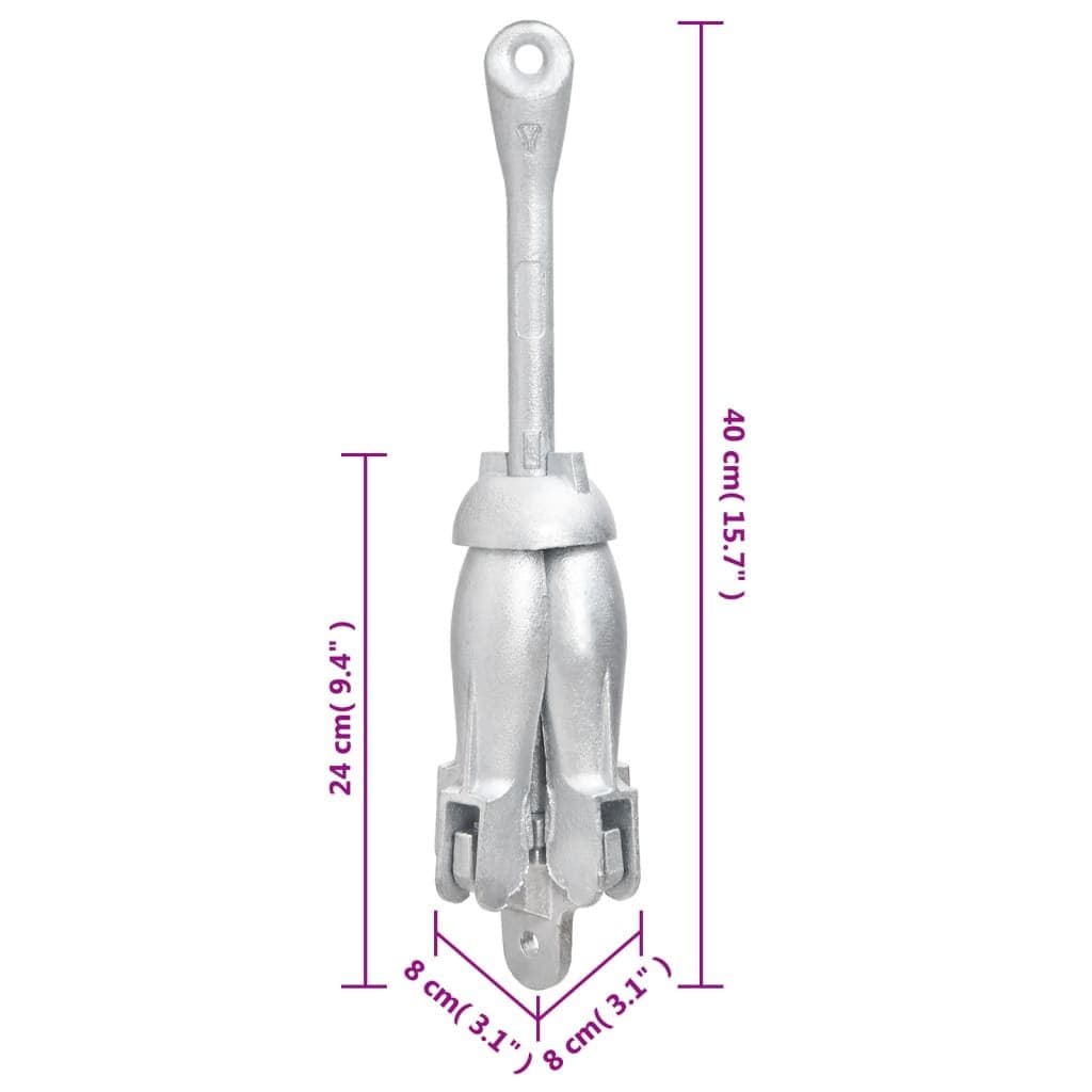Folding Anchor 4-Claw Grapnel Boat Docking Watercraft Silver Portable Compact