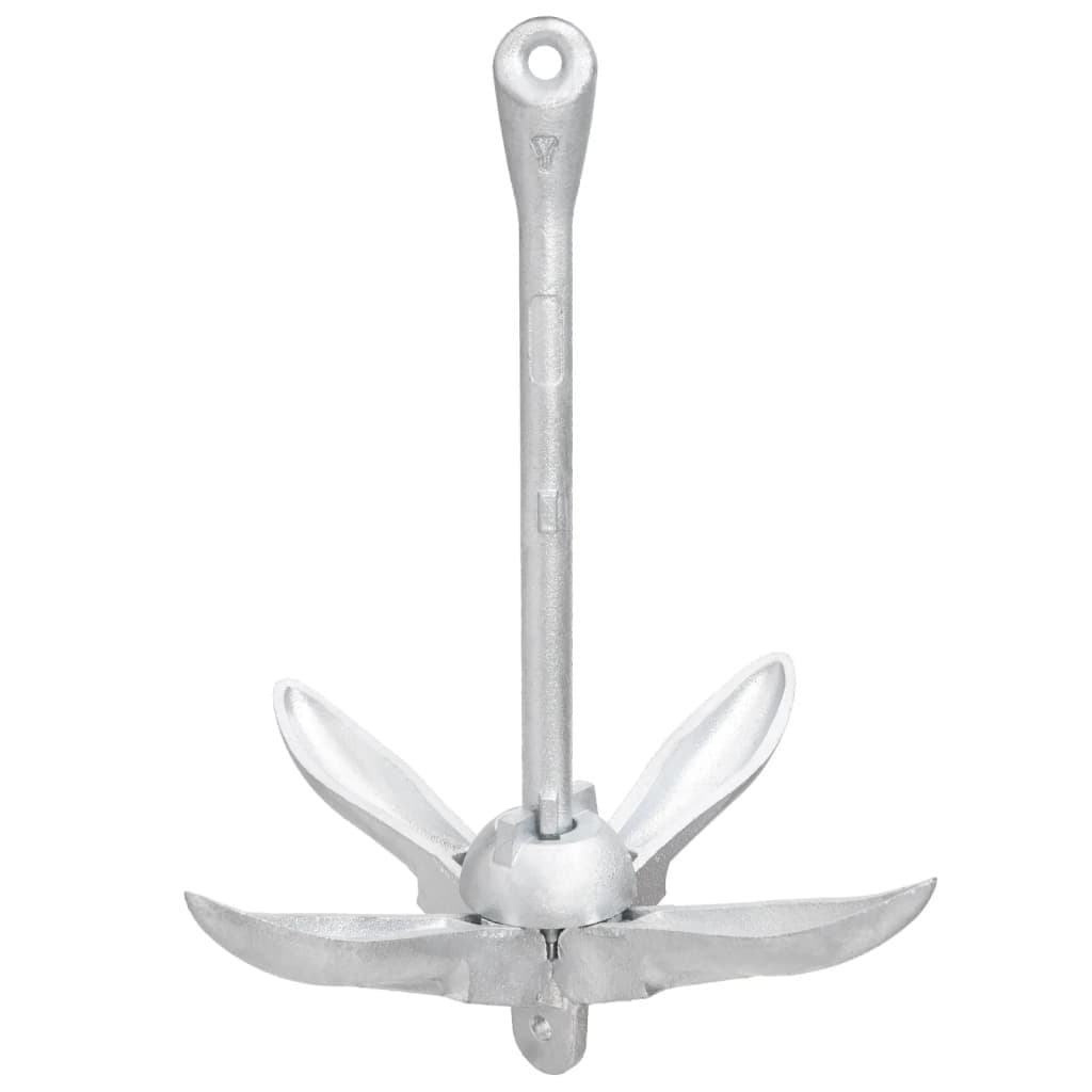 Folding Anchor 4-Claw Grapnel Boat Docking Watercraft Silver Portable Compact
