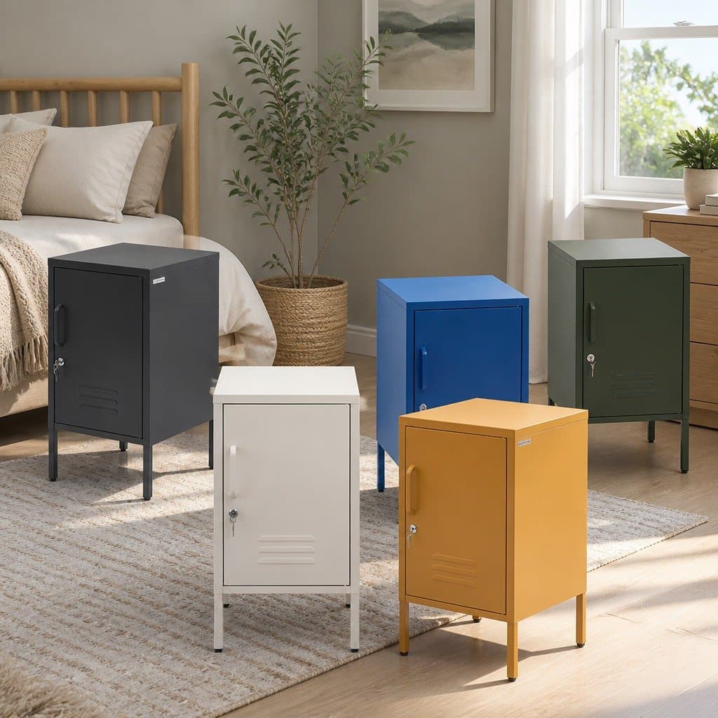 Blue Metal Cabinet with Lock and Adjustable Shelf