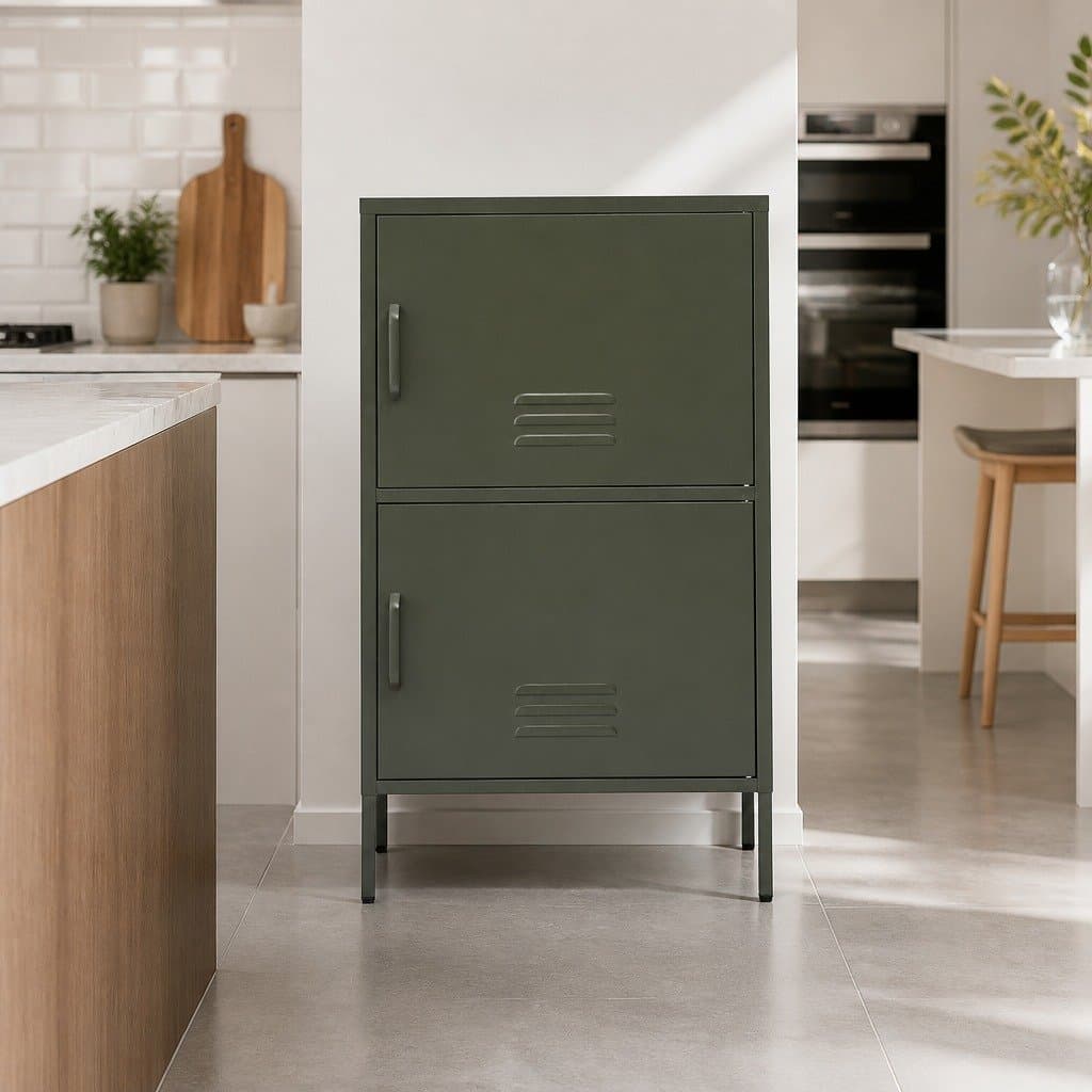 Green Metal Buffet Sideboard Cabinet for Dining