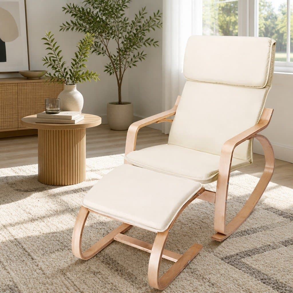 Bentwood Rocking Armchair with Footstool