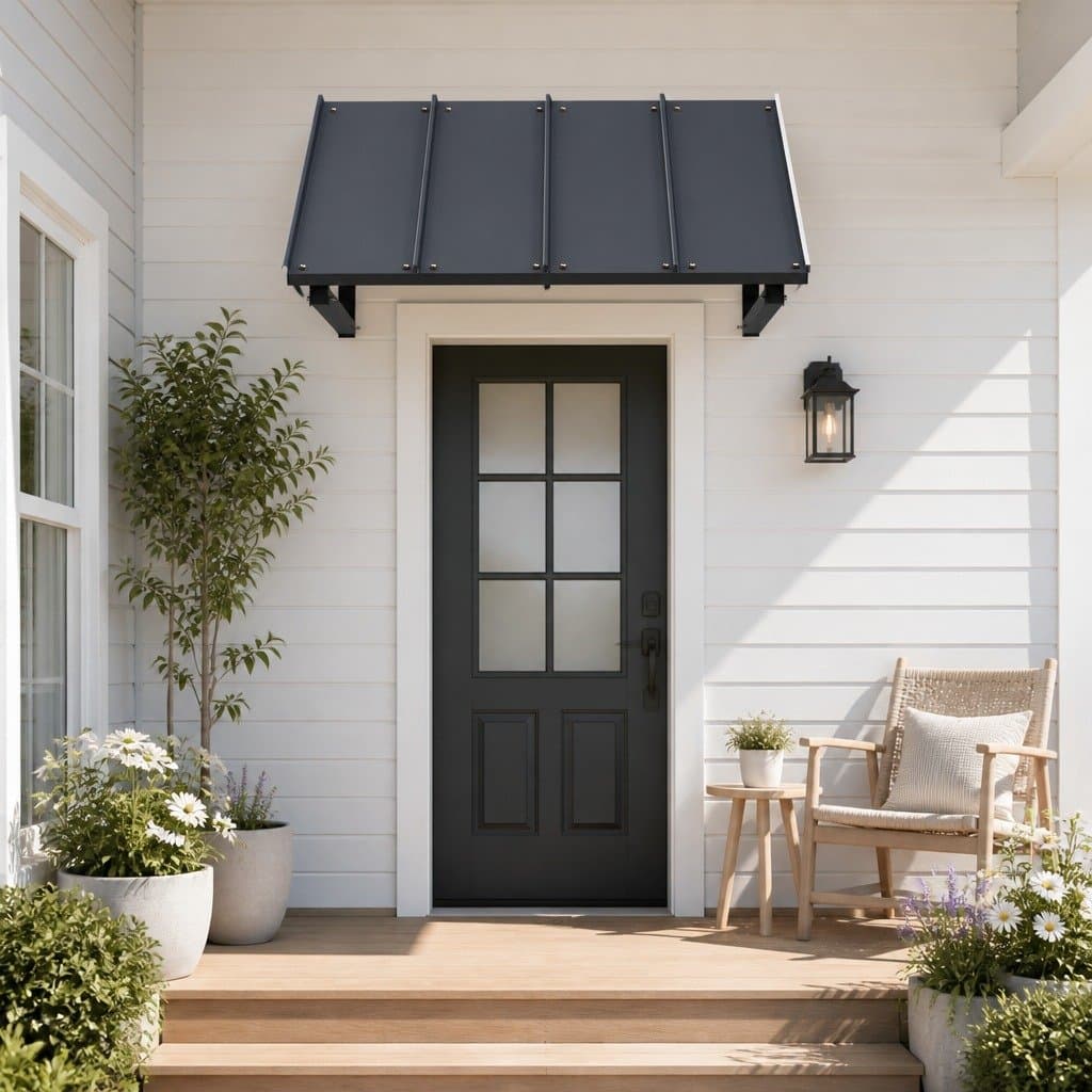Black Metal Frame Awning Canopy 1m x 1.2m