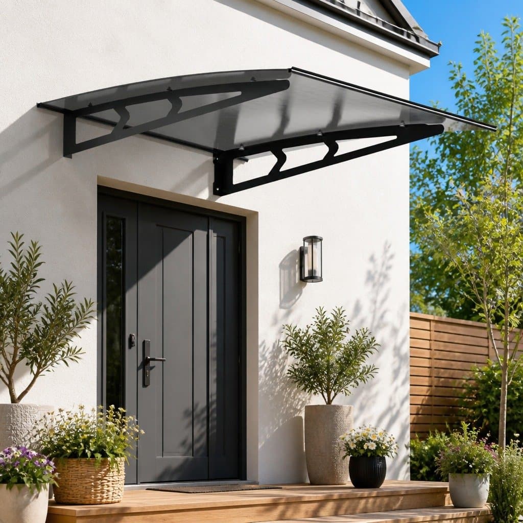 Grey Polycarbonate Window Door Awning 1m x 1m