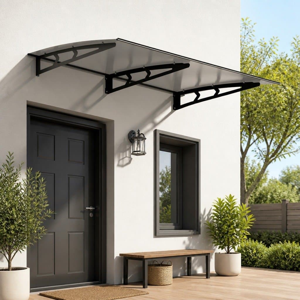 Grey Polycarbonate Window Door Awning 1m x 2m