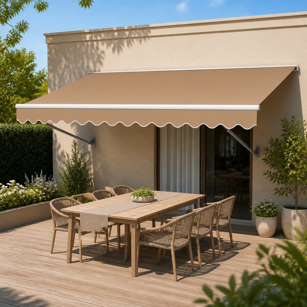 Folding Arm Awning with Hand Crank 2.5m x 2m Beige
