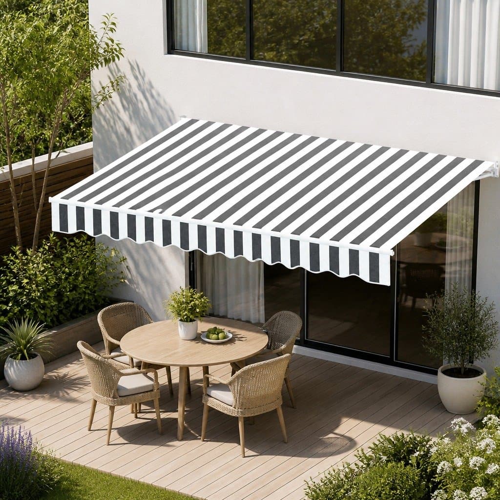 4m x 3m Manual Hand Crank Folding Awning for Outdoor Spaces