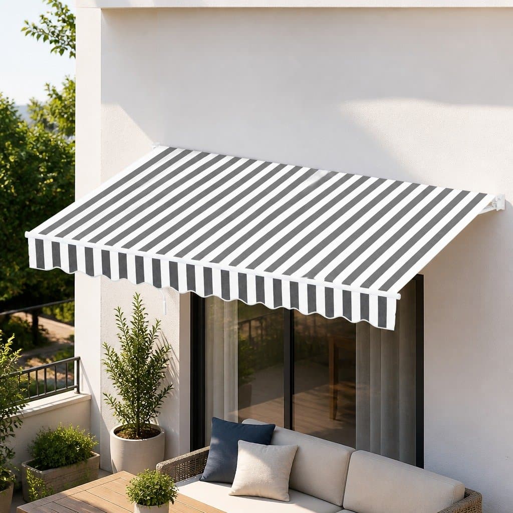 Retractable Folding Arm Awning 4.5m x 3m Grey