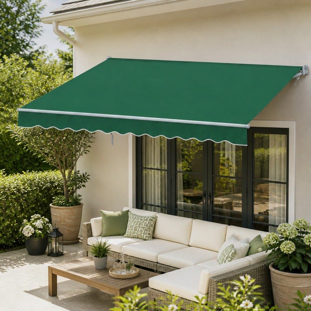 Retractable Folding Arm Awning 5m x 3m Dark Green