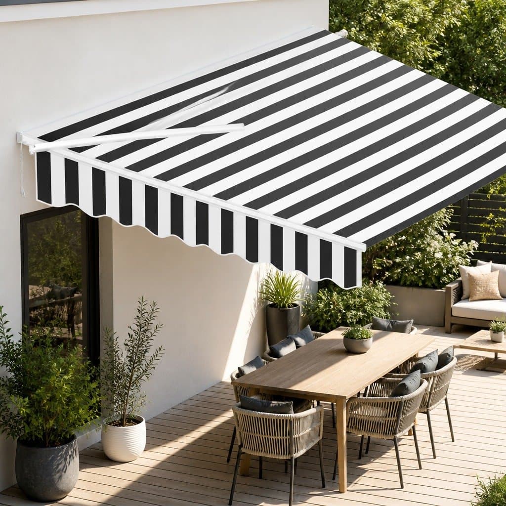 Motorised Remote Control Retractable Awning 4M x 3M Grey