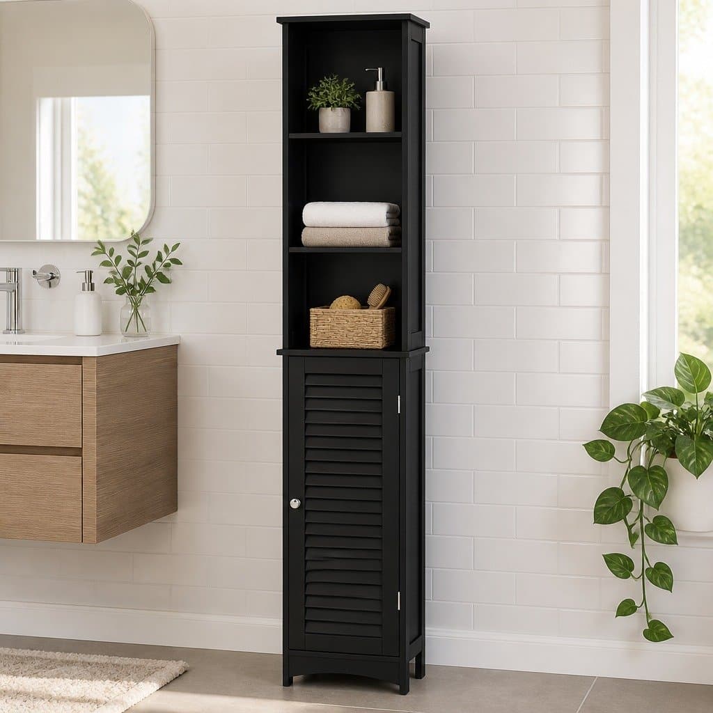 Tall Bathroom Storage Cabinet 166cm Adjustable Shelves