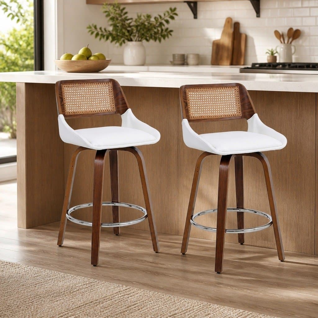 Set of 2 Swivel Bar Stools for Kitchen Counters