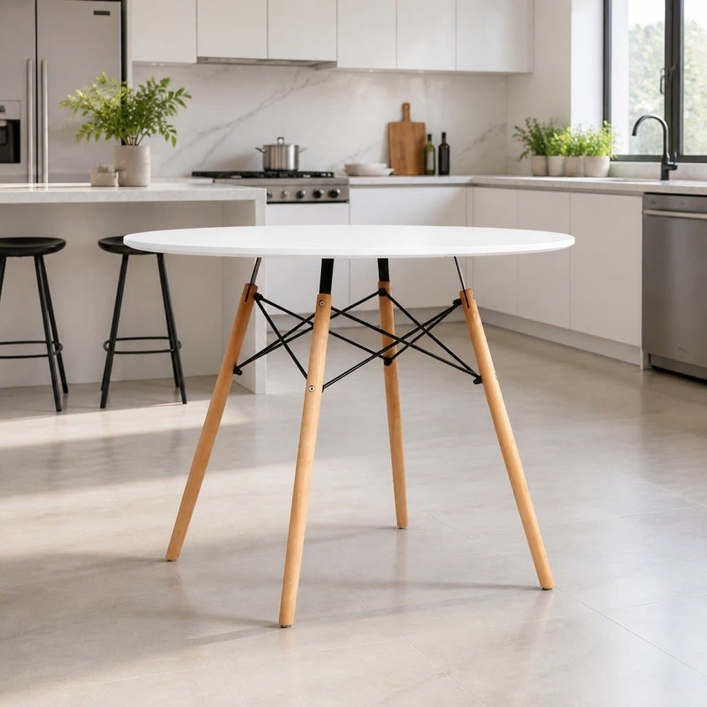 90cm Round Dining Table for 4 in White Finish