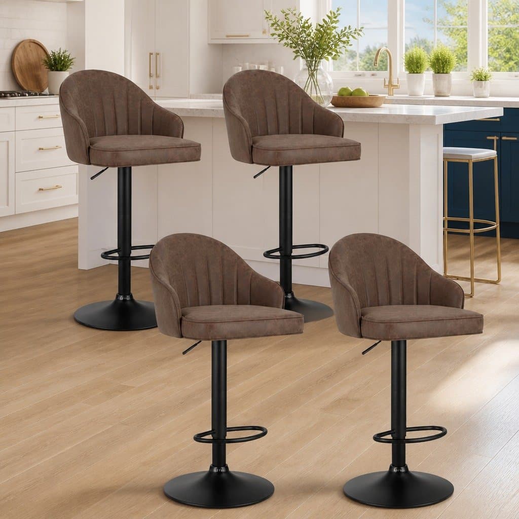 Set of 4 Swivel Bar Stools with Gas Lift