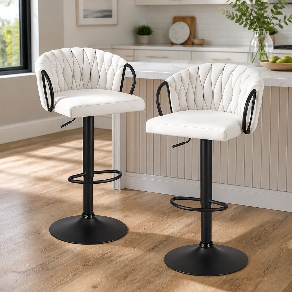 Velvet Adjustable Bar Stools Set of 2