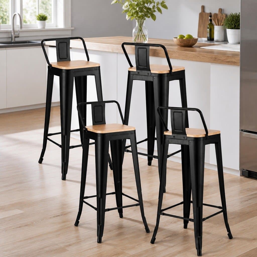 Set of 4 Stackable Bar Stools for Dining