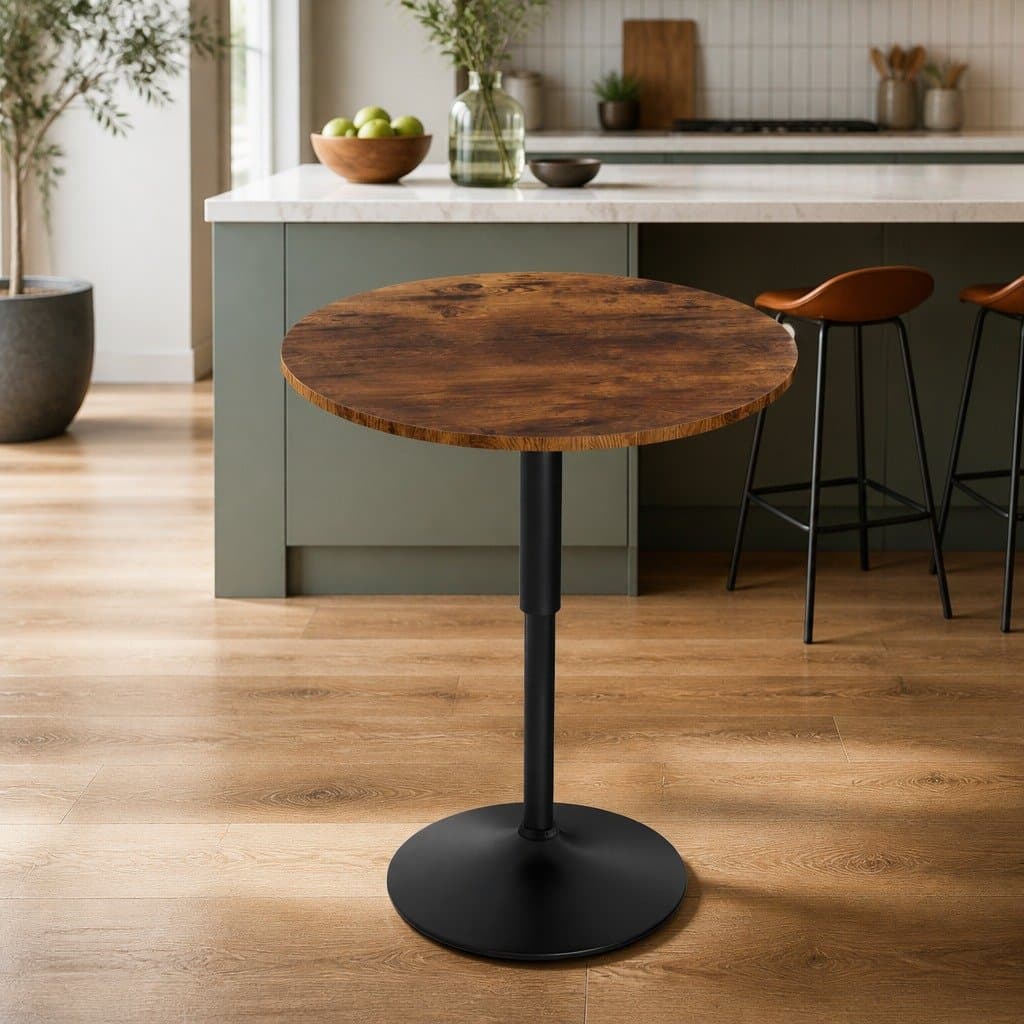 Height Adjustable Round Bar Table with Swivel Base
