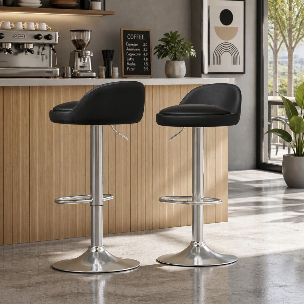 Bar Table and Stools Set Adjustable Swivel Kitchen Dining Chairs Cafe Pub Black