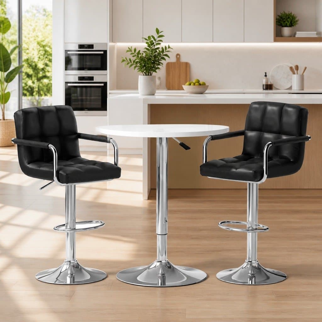 Bar Table and Stools Set with 360 Swivel