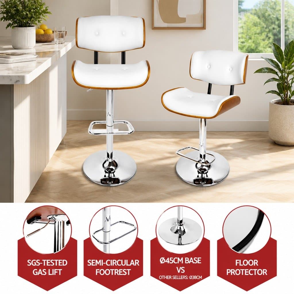 Bar Stools with Gas Lift and Chrome Base