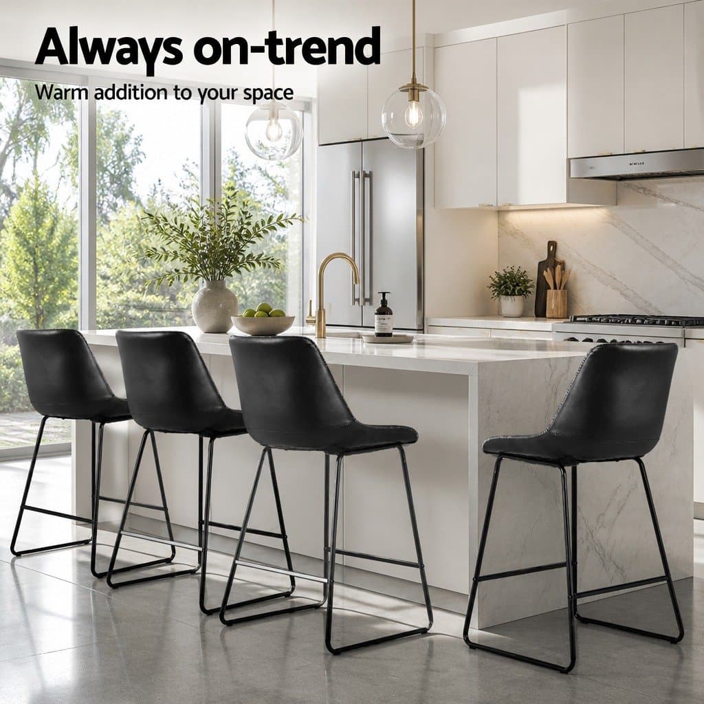 Bar Stools Set of 4 with Padded Seats
