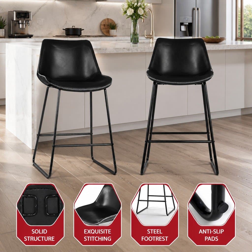 Bar Stools Set of 4 with Padded Seats