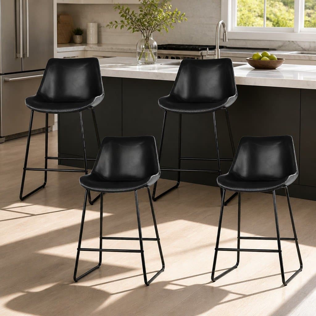 Bar Stools Set of 4 with Padded Seats
