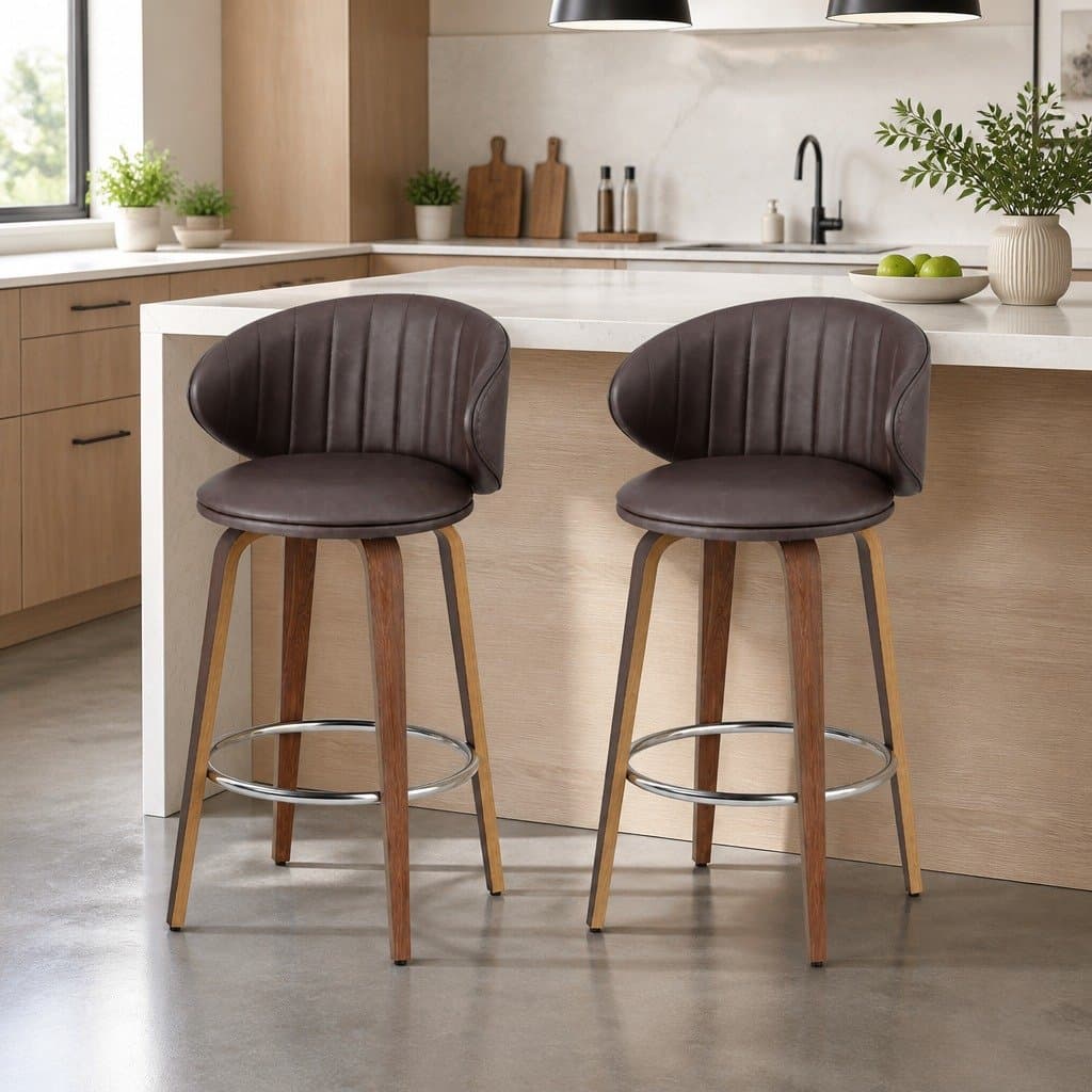 Bar Stools Set of 2 with Contoured Backrest
