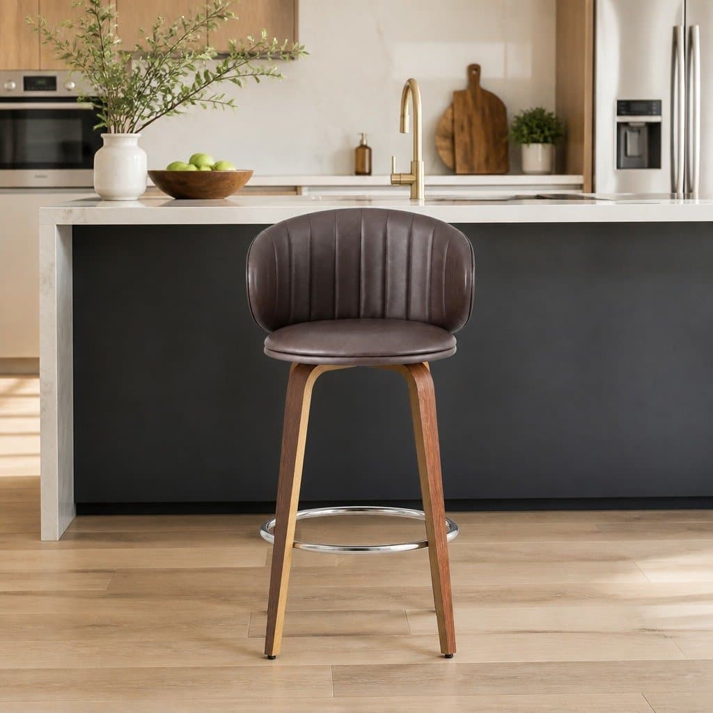 Set of 4 Modern Bar Stools with Padded Seats and Backrests