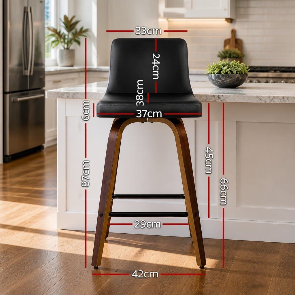 Set of 4 Padded Wooden Backrest Bar Stools with Swivel