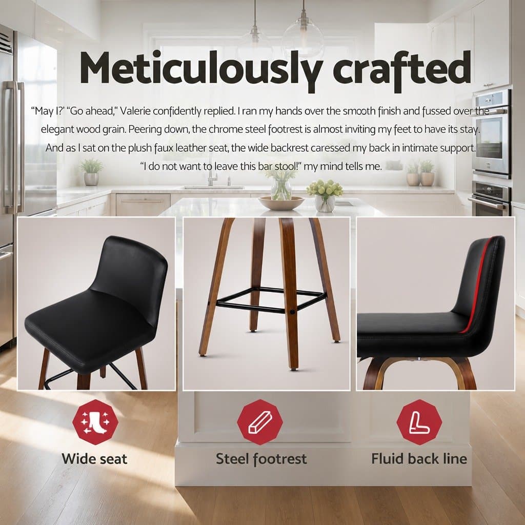 Set of 4 Padded Wooden Backrest Bar Stools with Swivel