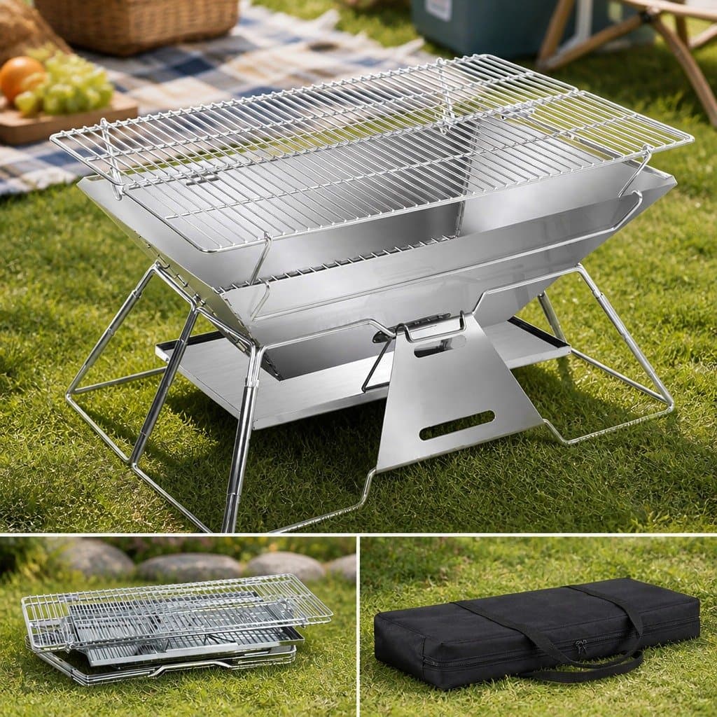 2-in-1 Portable Folding Charcoal Grill and Fire Pit