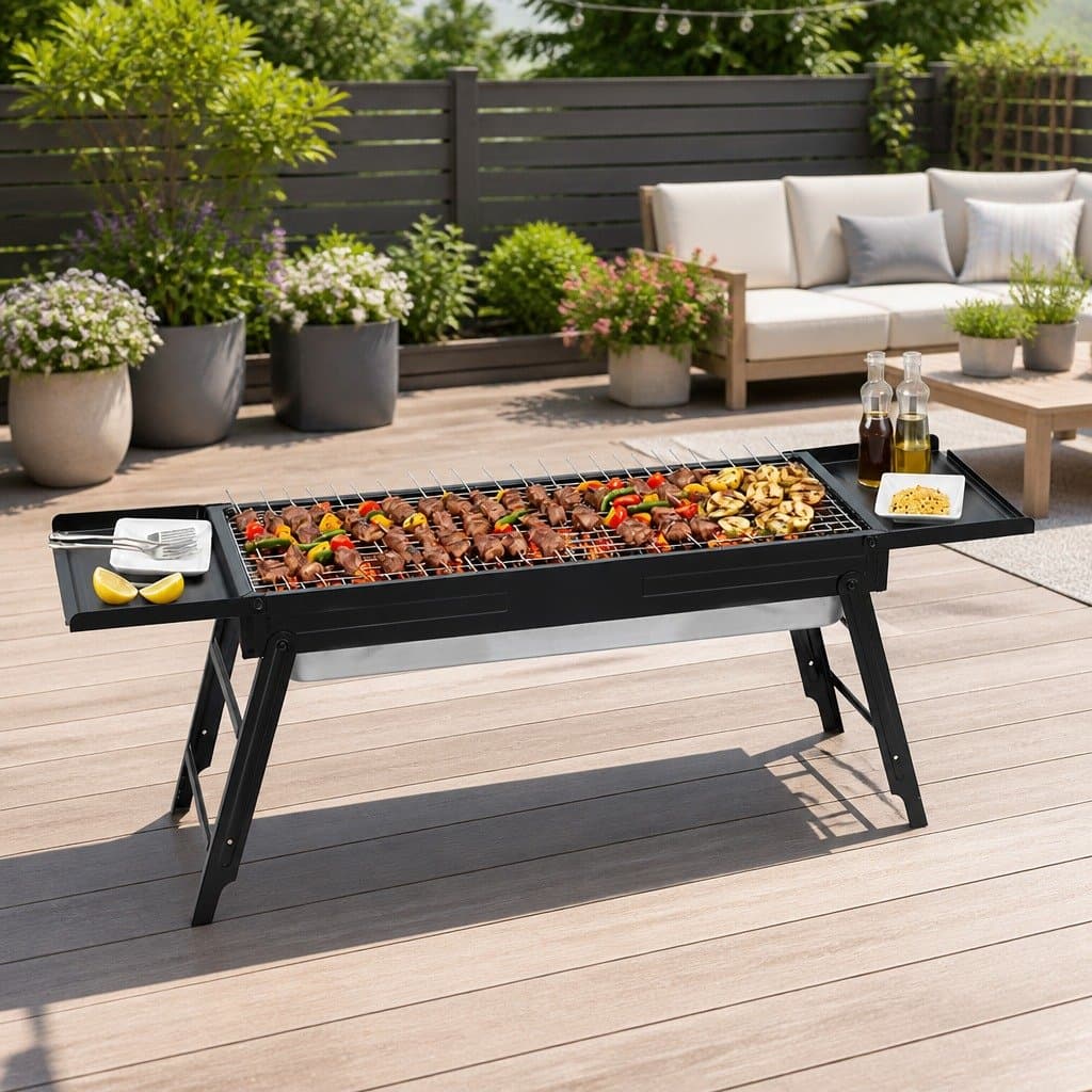 Foldable Charcoal BBQ Grill for Outdoor Cooking