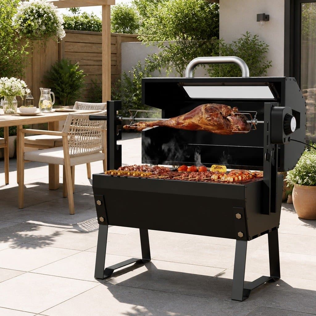 Charcoal BBQ Grill Electric Rotisserie Smoker Roaster Outdoor Backyard Camping