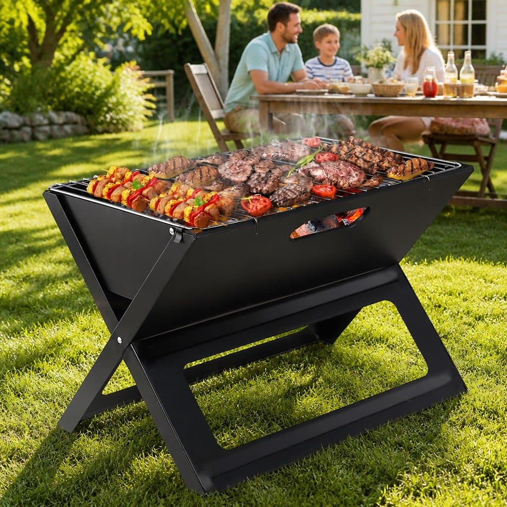 Portable Charcoal BBQ Grill with Durable Build