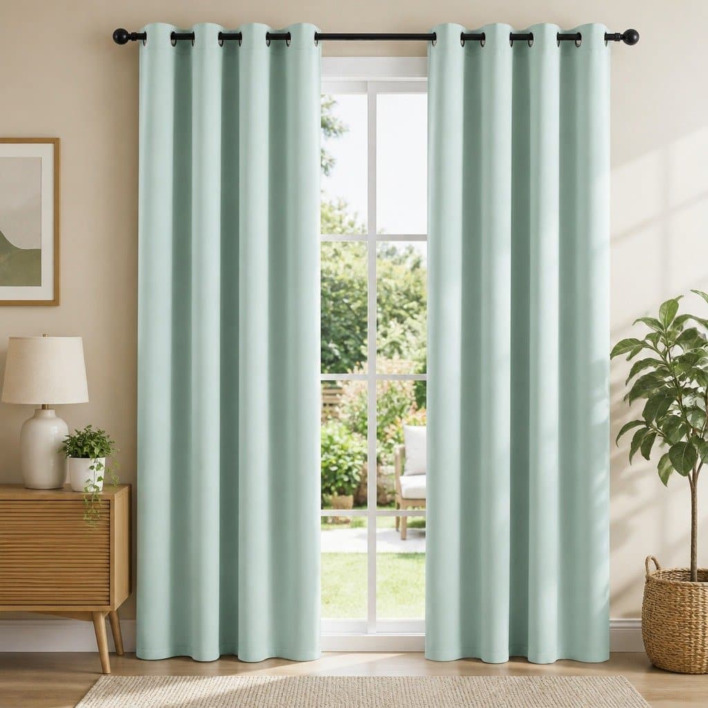 Thermal Insulated Blockout Curtains 2 Panels Green