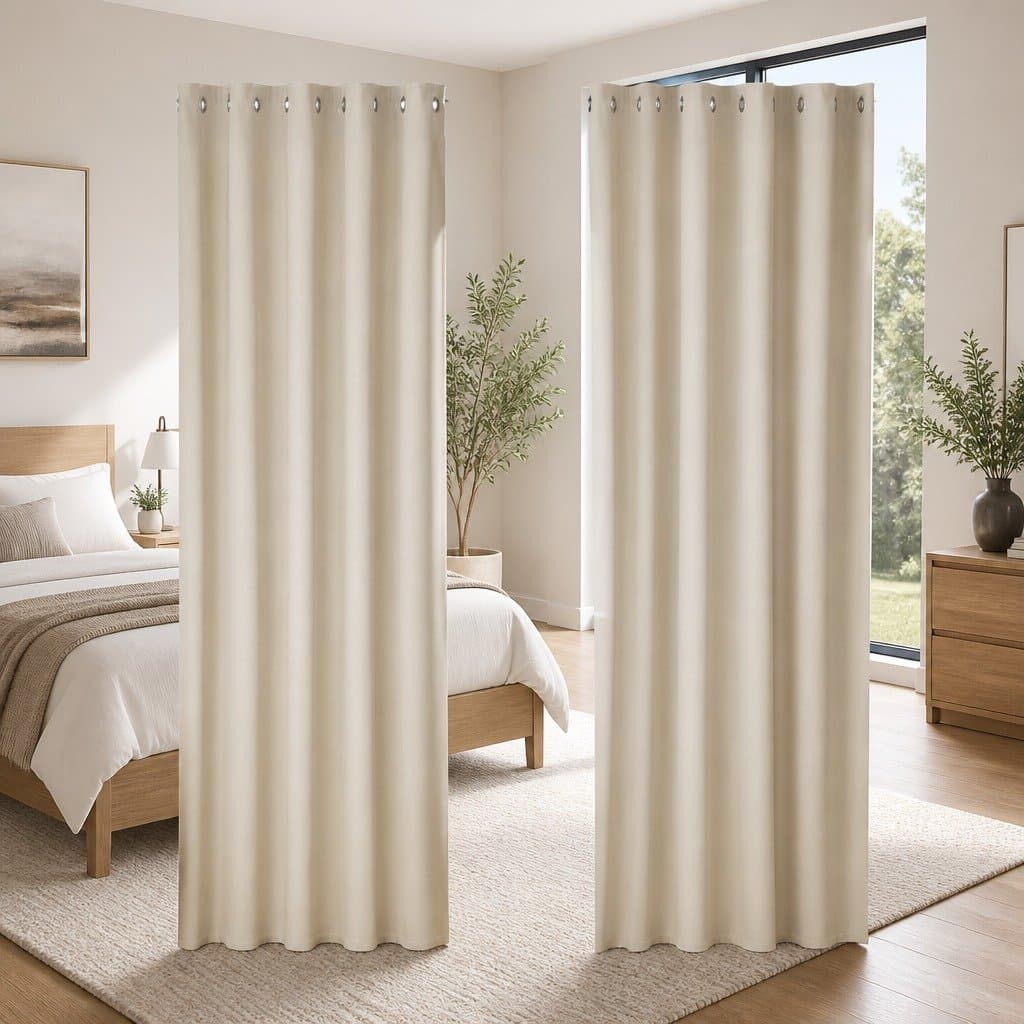 Beige Blockout Curtains Eyelet 180x213cm 2 Panels