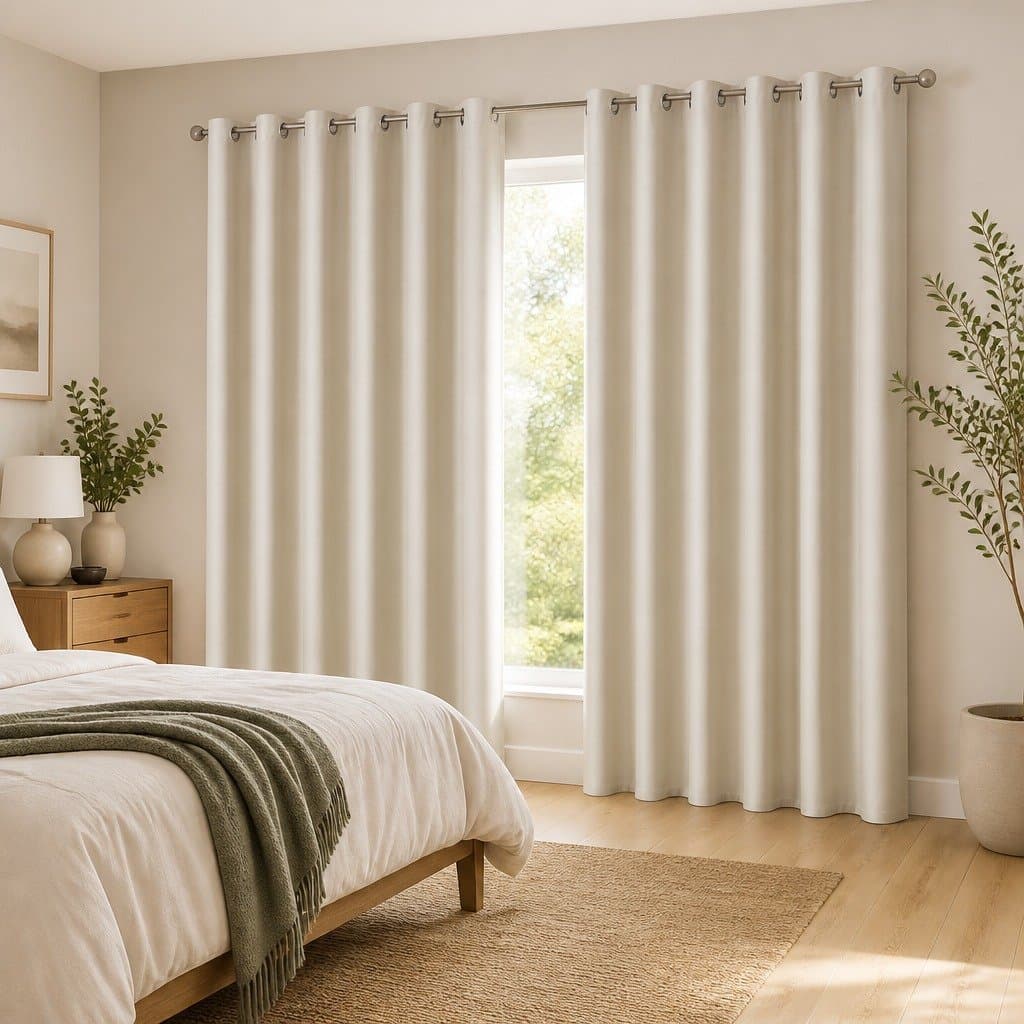 Blockout Eyelet Curtains 240x230cm Beige 2 Panels