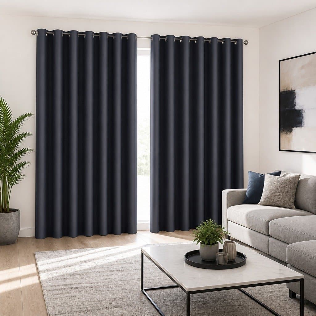 Blockout Curtains Eyelet 300x230cm Charcoal 2 Panels Thermal Insulation Noise