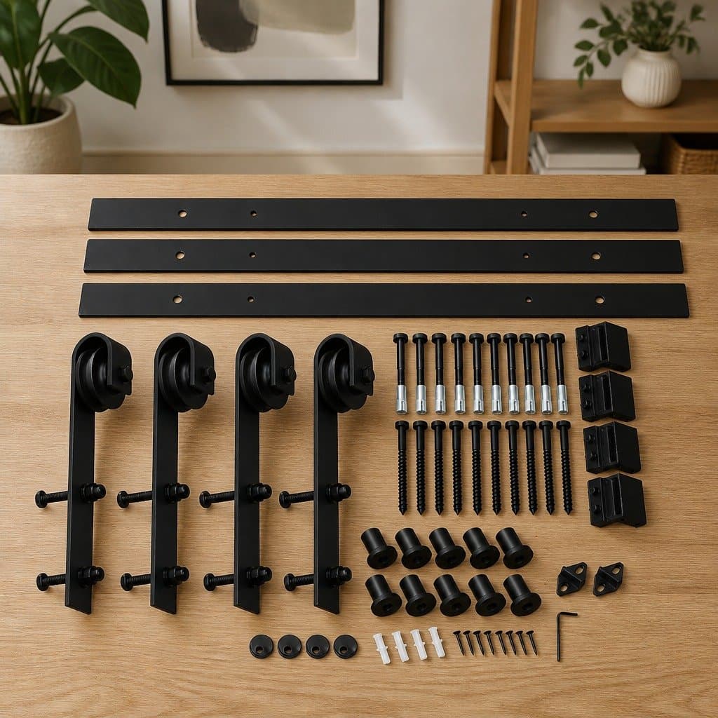 4M Sliding Barn Door Track Kit Double Door Hardware Rail Set Rollers Included