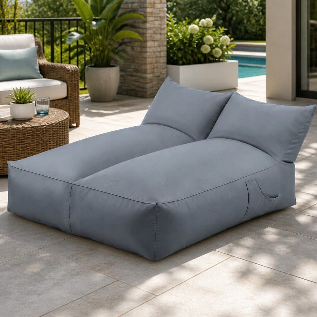2-Seater Outdoor Bean Bag Chair Cover Grey
