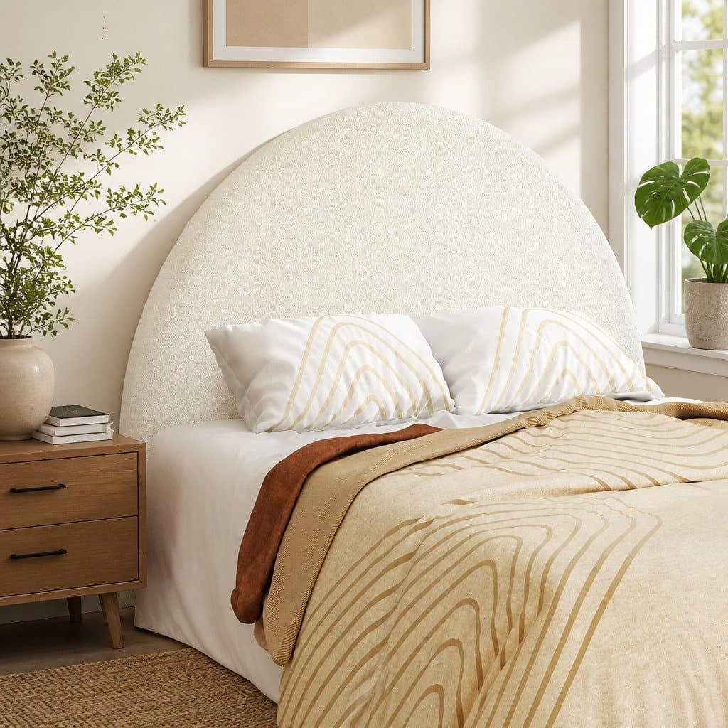 White Arch Shaped Double Bed Headboard