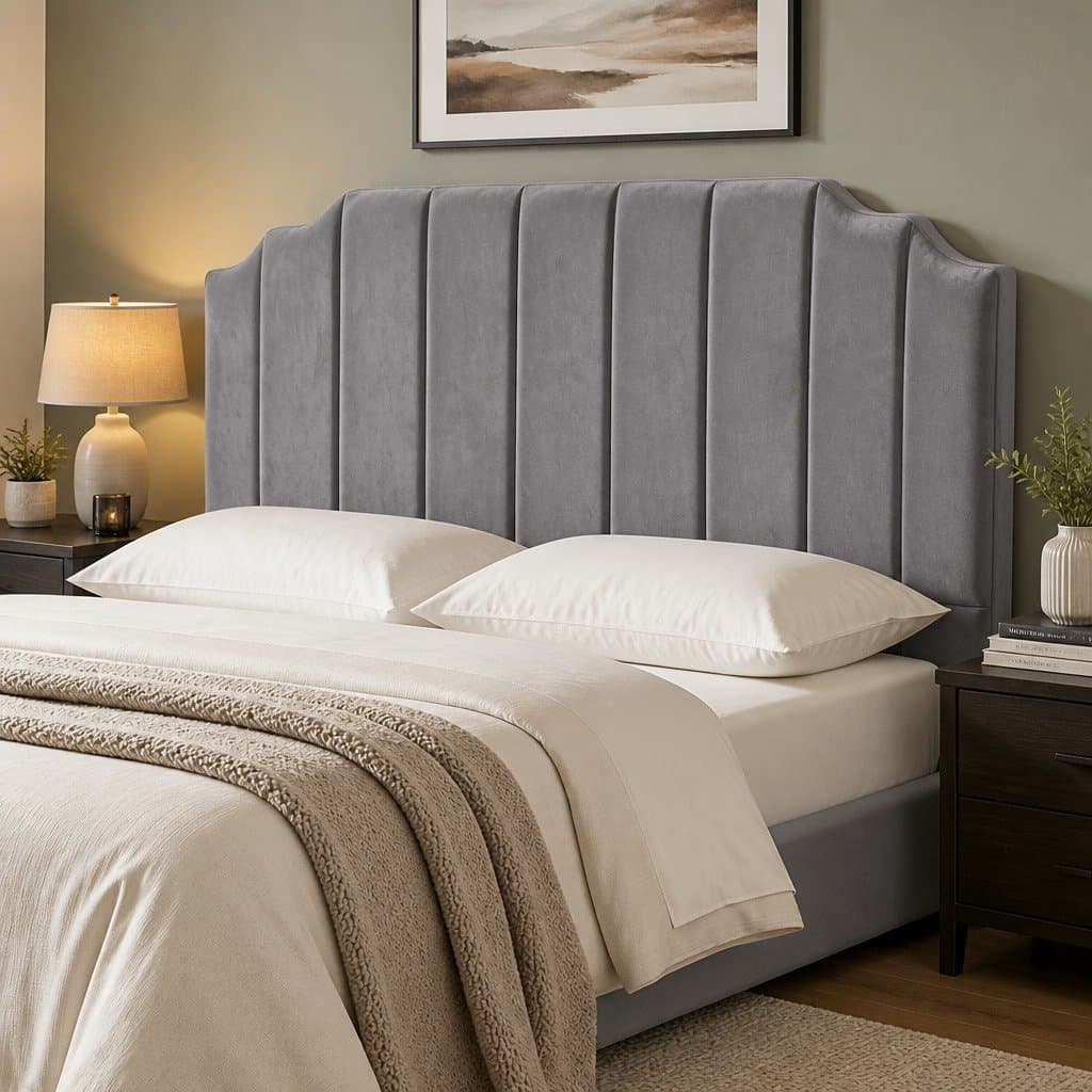 King Size Bed Head Velvet Headboard Grey Bedroom Furniture Art Deco Style 183cm