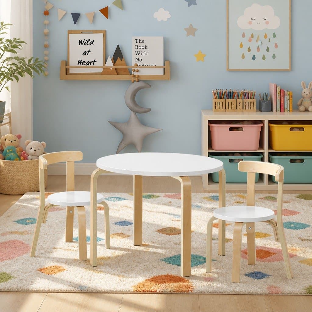 3-Piece Kids Table and Chairs Set for Play