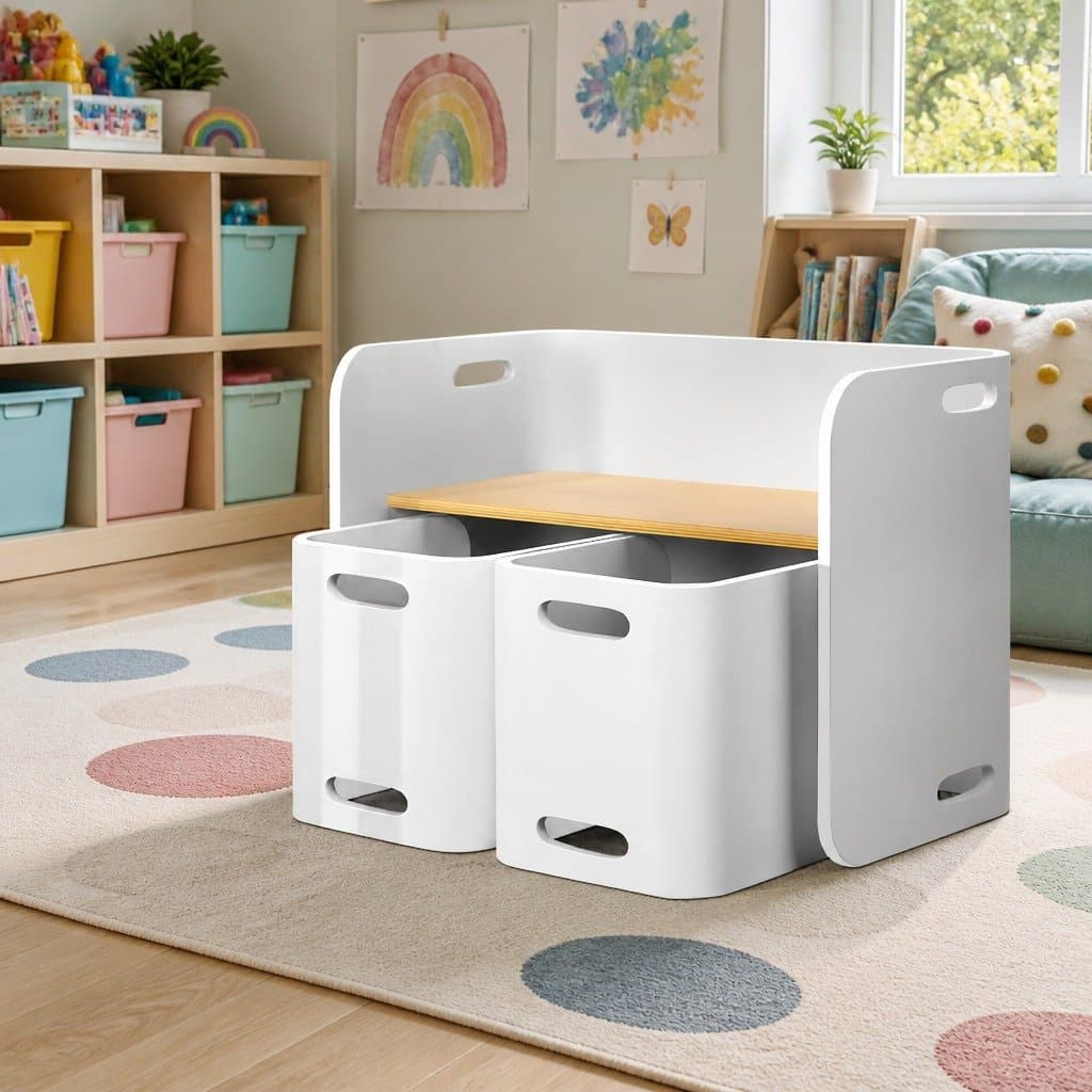 3-Piece Kids Table and Chairs Set for Safe Play