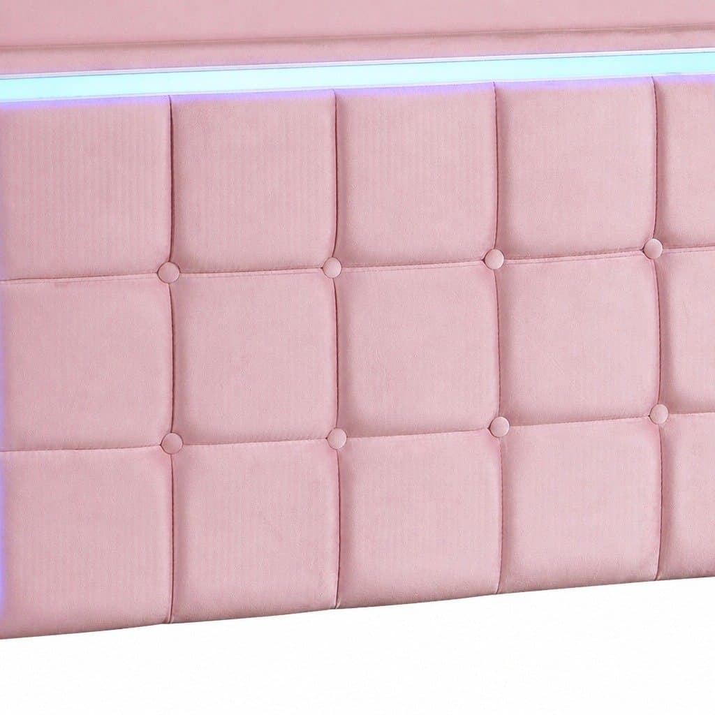 Velvet Queen Floating Bed Frame with LED and USB